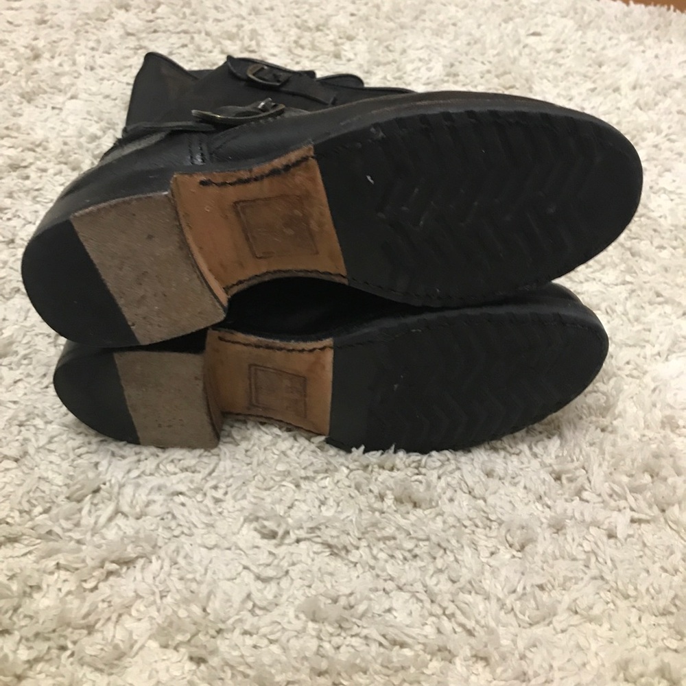 Frye Black Leather Mid-Calf Buckle Boots - Picture 5 of 5